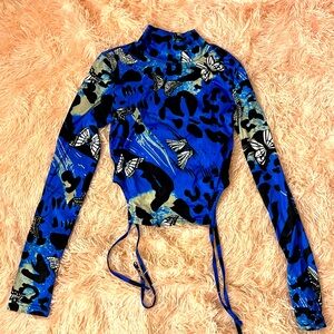 Blue butterfly top